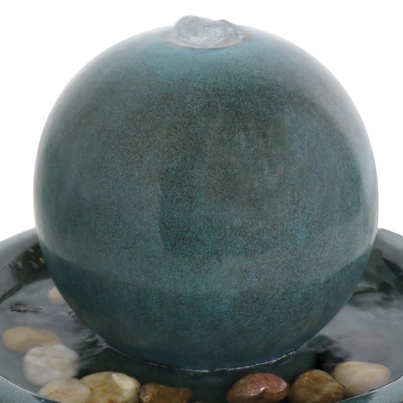 Sunnydaze Indoor Home Decorative Smooth Glazed Ceramic Orb Tabletop Water Fountain Feature - 7" - Green, 5 of 14