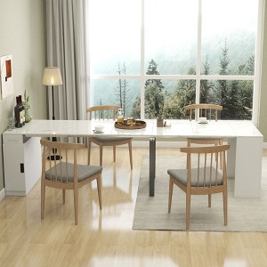 Kumasinova Modern Extendable Dining Table with Outlet,Multifunctional Kitchen Table with Storage for Party,Weddings&Meeting,Space-Saving - 1 of 4