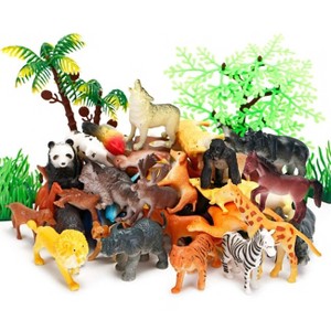 TEMI 52-Piece Mini Safari Animal Figurines Set, Realistic Plastic Zoo Toys for Educational Play and Decor - 1 of 4