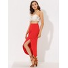 Allegra K Women's Split Ruched High Waist Summer Beach Maxi Skirts - 3 of 4