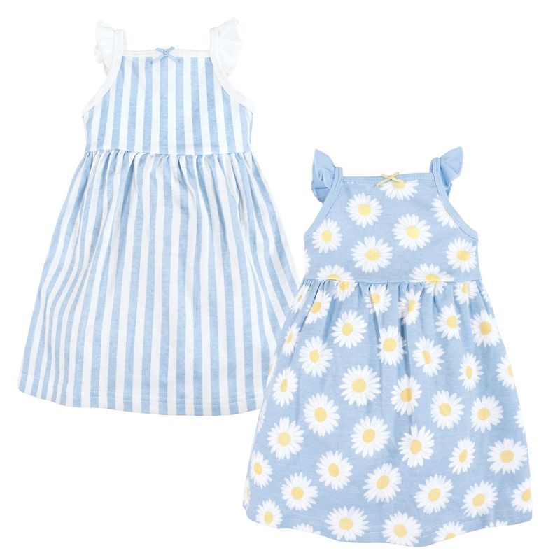 Hudson Baby Infant Girl Cotton Dresses, Blue Daisy, 1 of 5