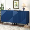 70" Set of 2 Modern Sideboard Cabinet with Adjustable Shelves, TV Stand with Geometric Door Design for Living Room - 2 of 4