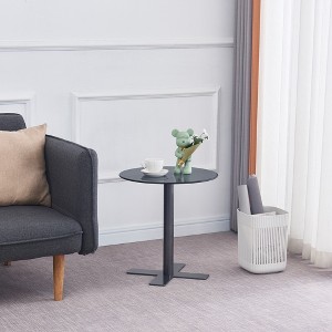 MAYEERTY Tempered Black Rould Glass Dinning Table with Black Leg - 1 of 4
