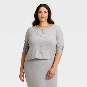 Women's Variegated Ribbed Pajama Cardigan - Auden™ - 1 of 3