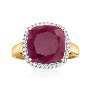 Ross-Simons 6.30 Carat Ruby and .16 ct. t.w. Diamond Ring in 14kt Yellow Gold - 1 of 4