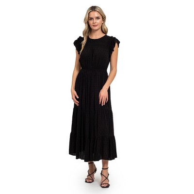 August Sky Women's Textured Swiss Dot Midi Dress