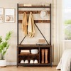 36" Hall Tree with Bench and Coat Rack – Entryway Shoe Storage Organizer with Hooks & Top Shelf, 5-in-1 Freestanding Brown. - 2 of 4