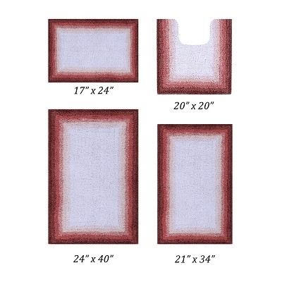 Better Trends Torrent 100% Cotton Tufted Non- Slip Backing 4 PC (17" x 24" | 20" x 20" | 21" x 34" | 24" x 40") Bath Rug Set - Rose