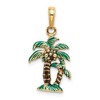 Black Bow Jewelry 14k Yellow Gold 3D Enameled Palm Trees Pendant - 3 of 4