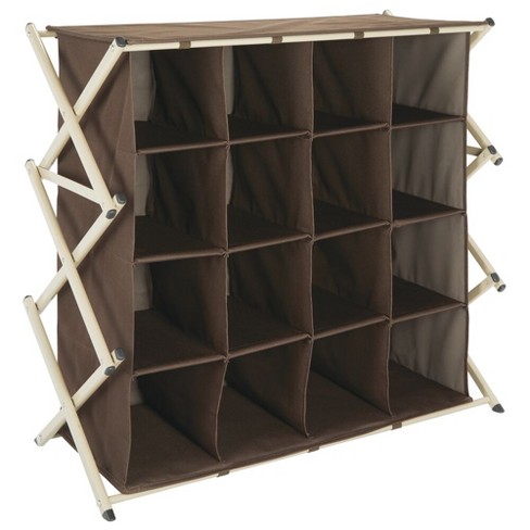 Mdesign Fabric Shoe Rack Holder Storage Accordion Frame 16 Cube Brown Taupe Target