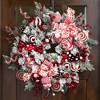 Northlight Heavily Flocked Pine with Candy Cane Striped Ornaments Christmas Wreath - 28" - Unlit - 2 of 4