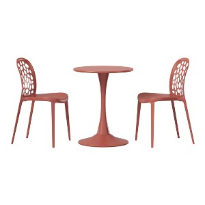 WestinTrends Playa 3-Piece Outdoor Indoor Metal Patio Dining Table Set With Stackable Polypropylene Patio Side Chairs - 1 of 4