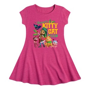 Girls' - Santiago of The Sea - Kitty Cat Crew Fit & Flair Cap Sleeve Dress - 1 of 2