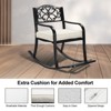 Karl Home | Black Iron Rocking Chair with Floral Backrest and Off-White Cushion - 4 of 4