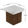 Outdoor Patio MGO Square Side Table,Coffee Table With Faux Stone Texture Tabletop And Natural Wood Frame,No Assembly-Coolbibila - 4 of 4