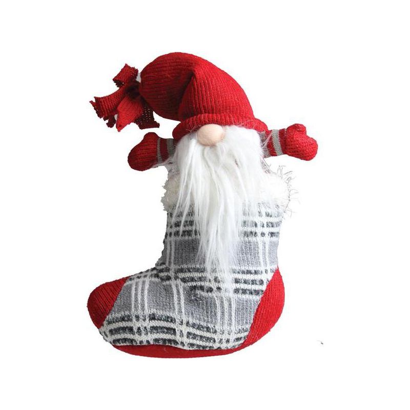 Northlight 14.5" Red and Gray Tristan Gnome Christmas Stocking Tabletop Figurine, 3 of 5