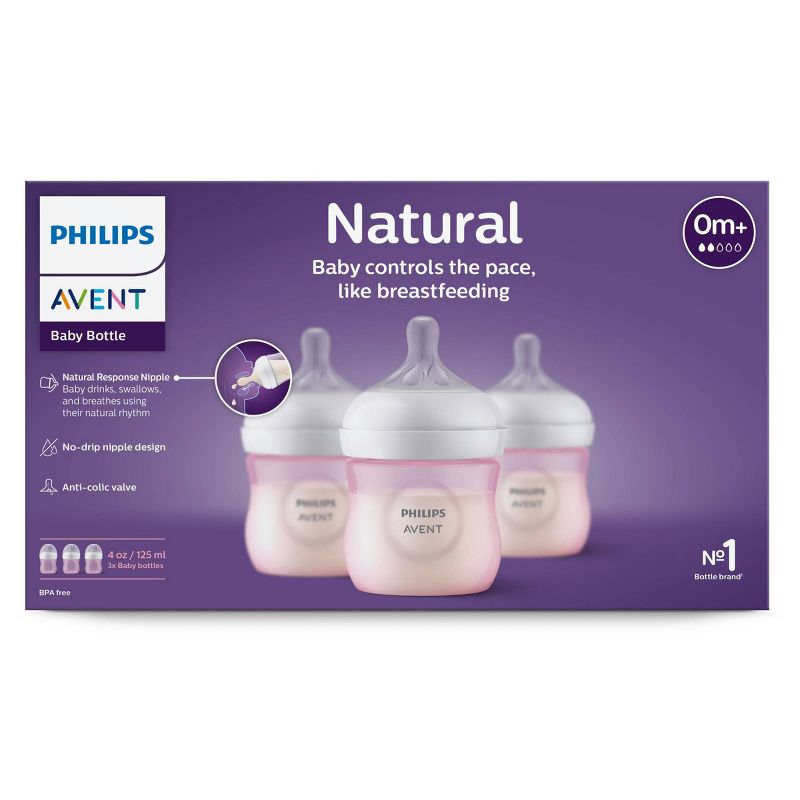 Philips Avent Natural Baby Bottle with Natural Response Nipple - Pink - 4oz, 3 of 15