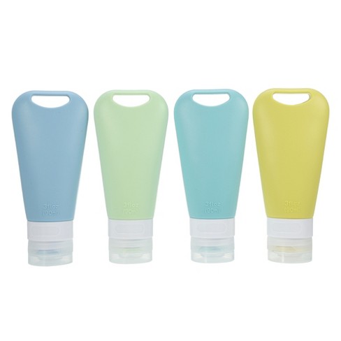 Unique Bargains Silicone 3 Oz Leak Proof Travel Bottles 4 Pcs Blue