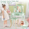 Costzon Kids Vanity Set, 2-in-1 Makeup Table & Chair with Tri-fold Mirror, Toddler Vanity with Drawer & Accessories, Pretend Play Set (Green) - 3 of 4