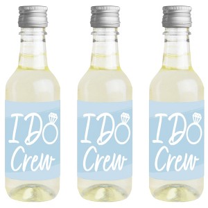 Big Dot of Happiness Dusty Blue Elegantly Simple - Mini Wine & Champagne Bottle Label Stickers - Wedding or Bridal Shower Guest Party Favor Gift 16 Ct - 1 of 4