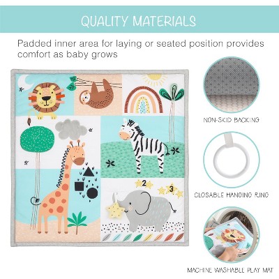 Safari 123 Gray and Multicolor Baby Activity Gym with Hanging Toys