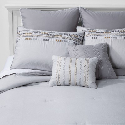 Full Dori Geometric Comforter & Sham Set Gray - Hallmart Collectibles