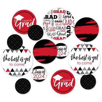 Big Dot of Happiness 2024 Red Graduation Party Giant Circle Confetti - Party Decorations - Large Confetti 27 Count