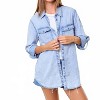 Women's Chambray Button Down Shirt With Roll Up Sleeve - Doe and Rae - 2 of 4