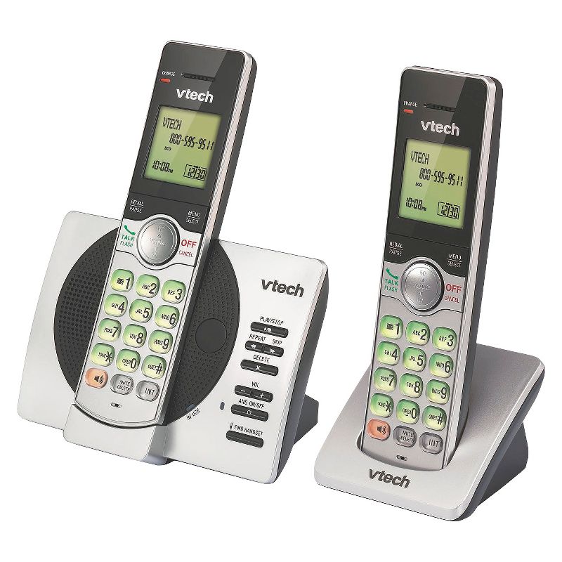 VTech CS6929-2 DECT 6.0 Expandable Cordless Phone System with Answering Machine, 2 Handsets - Silver, 2 of 4