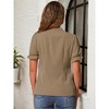 INSPIRE CHIC Women's Bow Tie Neck Solid Color Elastic Cuffs Elegant Office Short Sleeve Blouse - 4 of 4