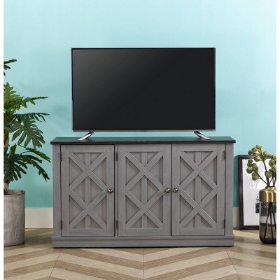 48" Gray Rustic Wood TV Stand with Cabinet