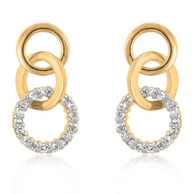 ShineHigh Triplet Hooplet Earrings – Goldtone & Rhodium Finish Options – Sparkling Cubic Zirconia Circle Design with Multi-Hoop Drop