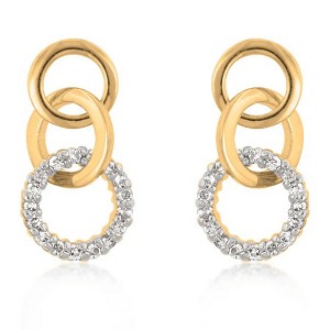 ShineHigh Triplet Hooplet Earrings – Goldtone & Rhodium Finish Options – Sparkling Cubic Zirconia Circle Design with Multi-Hoop Drop - 1 of 1