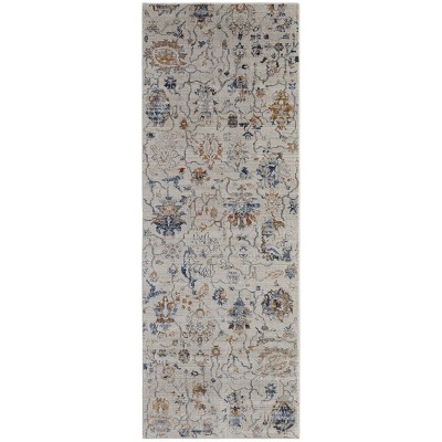 Kaia Transitional Floral & Botanical Ivory/Orange/Blue Area Rug