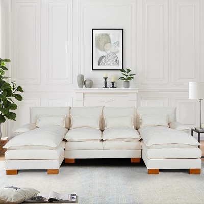 IULULU U-Shaped Sectional Sofa, 112.06'' Chenille Comfy 4-Seat Cloud Couch