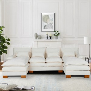IULULU U-Shaped Sectional Sofa, 112.06'' Chenille Comfy 4-Seat Cloud Couch - 1 of 4