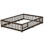 Queen Size Floor Bed with Door & Fence for Kids Boys Girls, Floor Bed with Roof & Full-Length Guardrails - 4 of 4