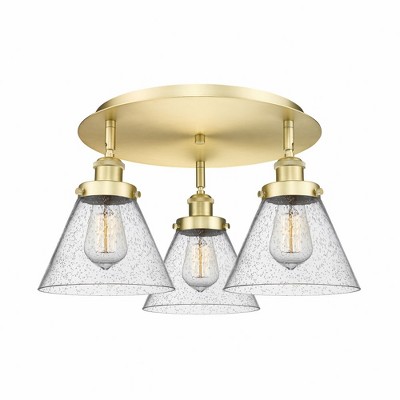 Cone - 3 Light Flush Mount In Art Deco Style-9.5 Inches Tall and 19.5 Inches Wide