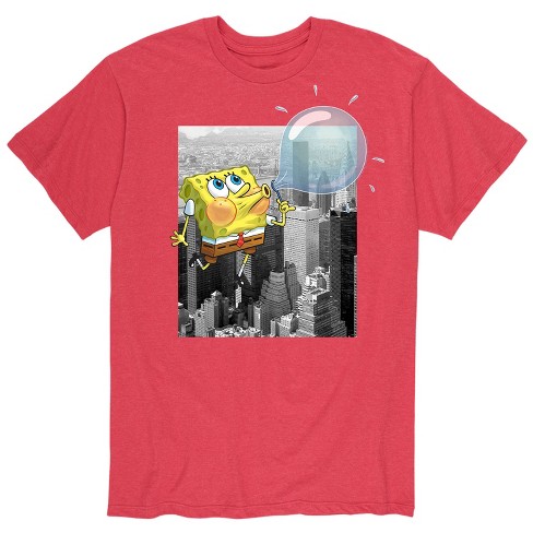 Men's Spongebob Squarepants Bubble Blowing Cityscape Short Sleeve