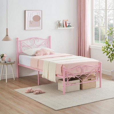Whizmax Twin Bed Frames,Twin Size Bed Frame with Headboard, Heavy Duty Mattress Foundation with Steel Slats Support, No Box Spring Needed