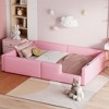 NicBex Twin Upholstered Platform Bed Frame with Charging Station & Guardrails,Modern Toddler Bed for Bedroom,Kids Room - 3 of 4