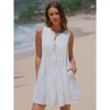 EXLURA Women's Summer Spring Pleated Tie Front Mini Dress Casual Beach Sundress 2025 Vacation Bow Sleeveless Loose Dresses - 3 of 4