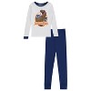 Jurassic Park Boys Pajamas Set - 4 Piece Long Sleeve Dinosaur Pajamas - Tyrannosaurus, Velociraptor Pajamas Set (Navy White Orange, 4) - 4 of 4