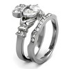 Slickblue Women’s Claddagh Ring Set, Dual Pear CZ Stones with Hand Motif, Matching Band, Polished Steel, Size 5–10 - 4 of 4