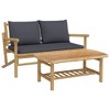 VidaXL 2 Piece Patio Lounge Set with Cushions Poly Rattan Gray - 2 of 4