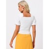 Allegra K Women's Summer Square Neck Short Sleeve Ruffle Shirred Casual Smocked Blouse - 4 of 4