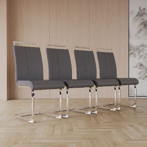 CAVINAS Modern Dining Chairs, Faux Leather High Back Upholstered Side Chair with C-shaped Tube Metal Legs, Guest Office Chair - 1 of 4
