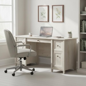 Homy Casa Executive Office Desk with Storage Cabinet and Drawers for Home Office, Gray - 1 of 4