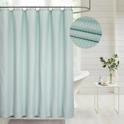 LunaLulinlk Waffle Weave Fabric Shower Curtain ,Misty Blue,71"Wx72"L