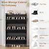 3-Flip-Drawer Shoe Storage Cabinet – Freestanding Entryway Organizer with 2 Side Hooks, Farmhouse-Style Slim Hidden Shoe Rack, Black - 4 of 4